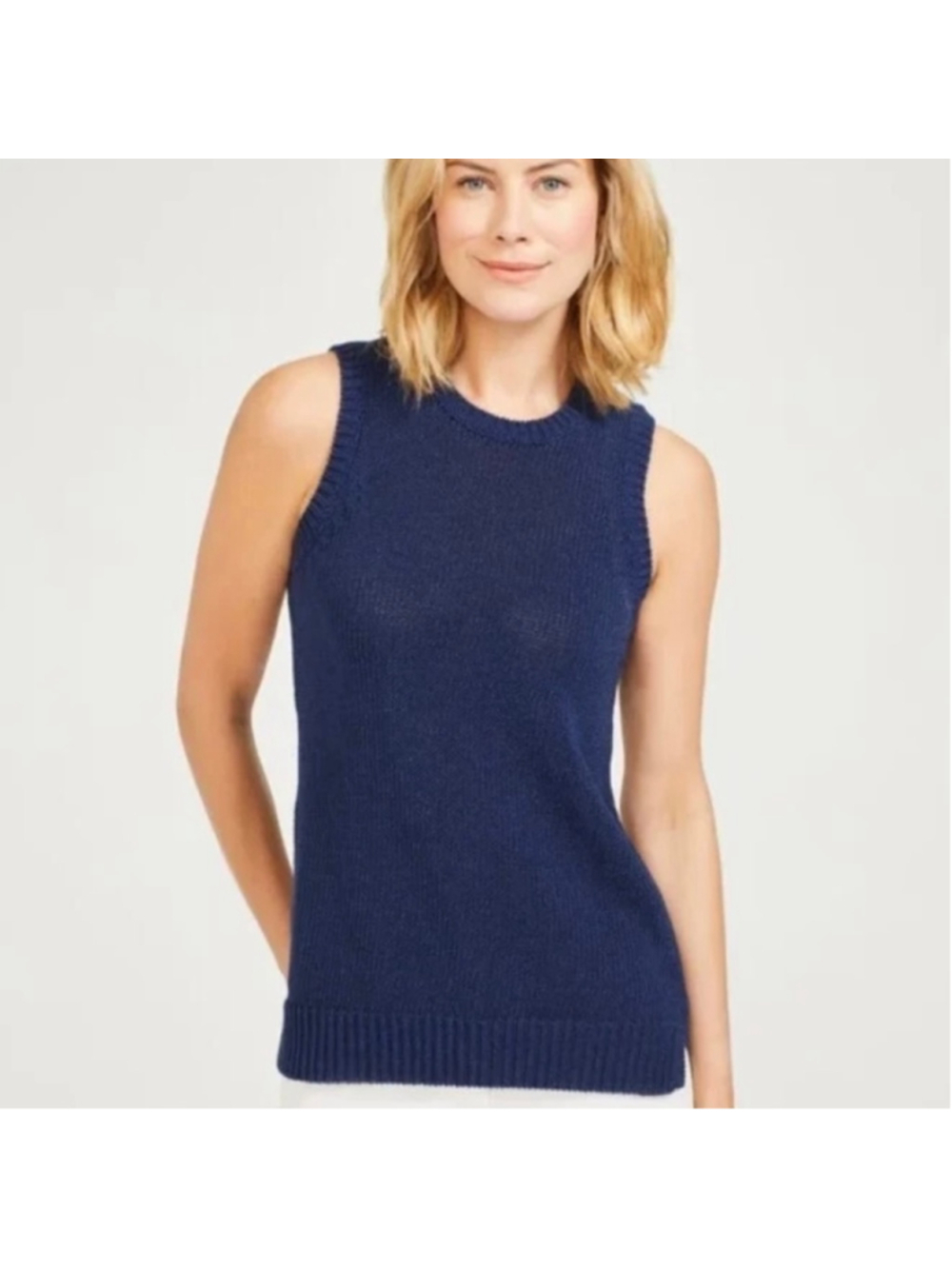 J. McLaughlin Navy Blue Sleeveless Knit Tank Top S